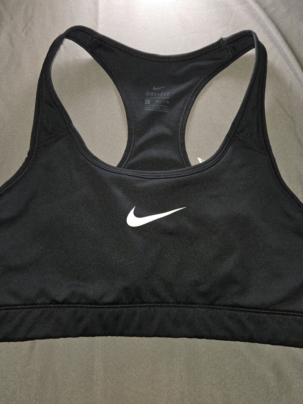 Nike Black Racerback Sports Bra with White Swoosh
